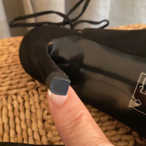 ASOS Ankle Toe Peep Toe Heels Black 6 Faux Suede - Picture 9 of 13